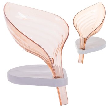 Soap Dish with Drain, Leaf Design, Orange