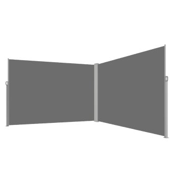 LUARO Retractable Corner Side Awning Patio Privacy Screen 181 x 620 cm, Gray
