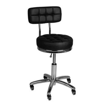 Cosmetic Stool AM-877 with Backrest, Black