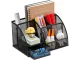 Black Metal Mesh Desk Organizer with Drawer, 6 Compartments