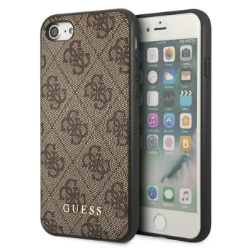 Dėklas Guess 4G Metal Gold Logo skirtas iPhone SE 2022 / 2020 / 7 / 8, rudas