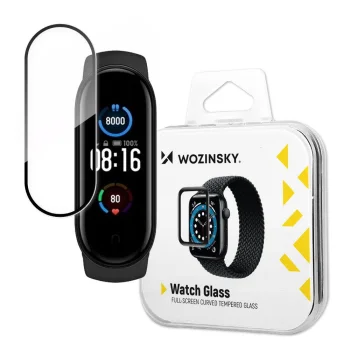 Wozinsky Watch Glass Hybrid Glass Screen Protector for Xiaomi Mi Band 5, Black