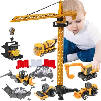 Bakalu Construction Tower Crane Set with 50 Elements & Surprise Vehicle