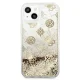 Guess iPhone 13 mini Case Peony Liquid Glitter, Gold