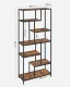 Leobert Modern Bookshelf with 6 Shelves, 180cm, Rustic Brown/Black