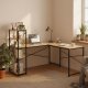 ModernHome Corner Desk with 4 Shelves L-Shaped Computer Desk, Light Oak