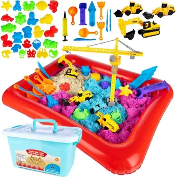 Kinetic Sand 4 kg Playset with Construction Vehicles and Molds