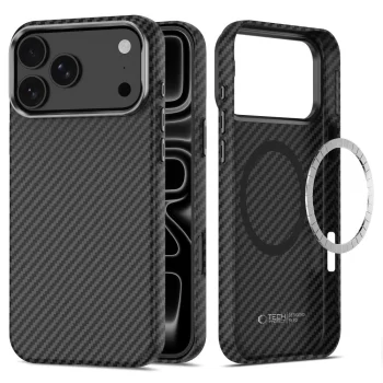 Tech-Protect Ion Carbon MagSafe Case for iPhone 18 Pro Max / 17 Pro Max - Black and Silver