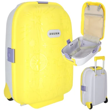 Kids Travel Suitcase on Wheels with LED, Cabin Luggage, Yellow
