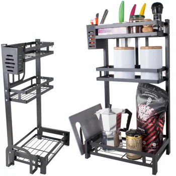 Three-Tier Kitchen Shelf Organizer Loft, Black