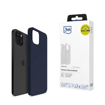 3mk Silicone Case for Apple iPhone 15, Navy Blue