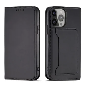 Magnet Card Case for iPhone 14 Pro Max Wallet Flip Cover, Black