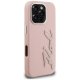 Karl Lagerfeld FW Grained Signature Logo vāciņš iPhone 16 Pro Max, Rozā