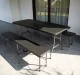 Gardlov Folding Garden Table 180cm + 2 Benches, Light Grey