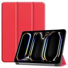 Apple iPad Pro 11'' (2024) (A2837 A2925) PU Leather Protective Tri-fold Book Case Cover, Red | Planšetes Vāciņš Maciņš Apvalks Grāmatiņa