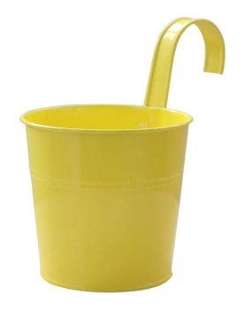 Practical balcony flower pot with handle, yellow