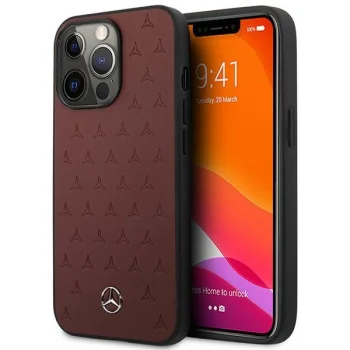 Mercedes Leather Stars Pattern Case for iPhone 13 Pro / 13, Red
