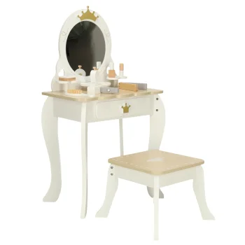 Lulilo Bella Wooden Dressing Table for Girls with Mirror, Stool and Accessories