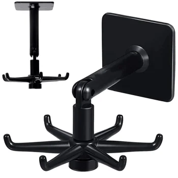 Rotating Kitchen and Bathroom Hanger with 6 Hooks, Black
