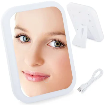 LED Illuminated Makeup Mirror, 15x20 cm (Random Color)