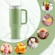 Berdsen Vacuum Thermos Mug with Straw Set, 1180 ml, Green