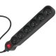 Maclean MCE187 Power Strip with Switch, 6 Outlets, 3m, 2300W, Black