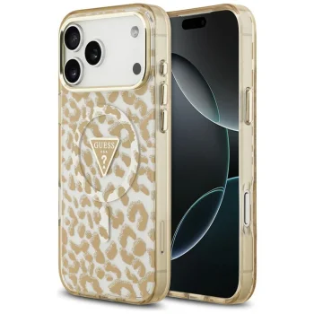 Guess IML Leopard Glitter MagSafe Case for iPhone 17 Pro Max / 18 Pro Max - Brown