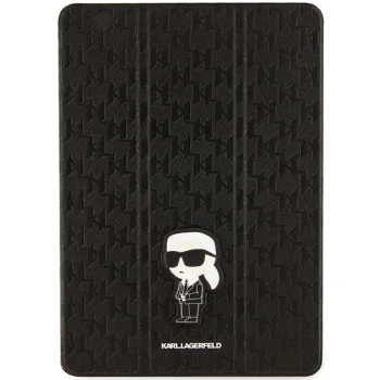 Karl Lagerfeld Saffiano Monogram Ikonik Folio Case for iPad 10.2" (7th Gen) - Black