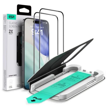 Apple iPhone 17 Pro 6.3'' ESR UltraFit Tempered Glass Screen Protector, Black, 2 pcs.