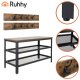 Ruhhy 00027037 Shoe Rack with Coat Hanger and Bench, 73cm, Black/Brown