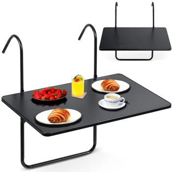 Durable Folding Balcony Table 60x43cm Sofotel SO-982 Black
