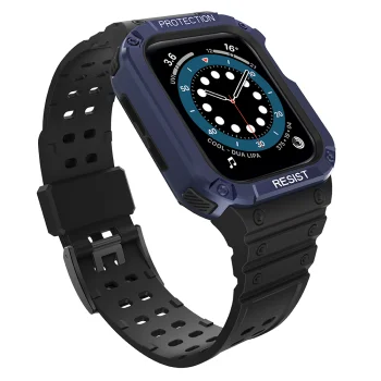 Armored Case Strap for Apple Watch 38/40/41mm (Black/Blue)