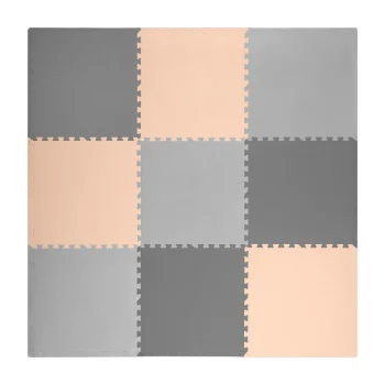 Large Foam Puzzle Play Mat Ricokids 180x180 cm, 9 pcs, Grey-peach