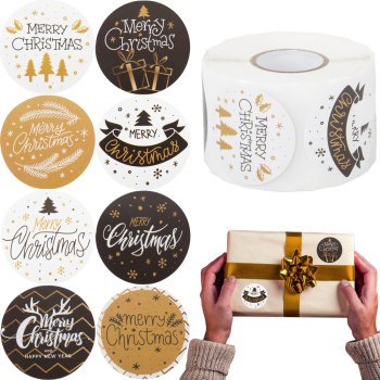 Decorative Christmas Stickers on a Roll 500 pcs, Holiday Gift Labels, Colourful