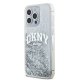 DKNY iPhone 15 Pro Case Liquid Glitters Arch Logo, White