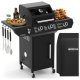 Газовый гриль Kaminer Varen Black 3.0 2+1 10кВт с чехлом и вертелом