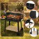 Large Charcoal Garden Grill with Shelves and Wheels, Black