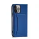 Magnet Card Case for iPhone 13 Pro Wallet Stand Cover Blue