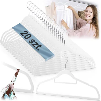 Massido MS-859 Velour Clothes Hangers, 20 Pcs, Black