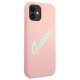 Guess iPhone 12 mini Case Silicone Vintage Script, Pink/Green