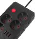 Maclean MCE393 B Power Strip, 4 Outlets, 3xUSB, 2500W, 3m, Black