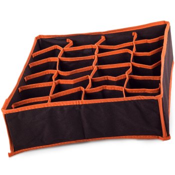 Drawer Organizer for Underwear and Socks, 24 Compartments, Brown