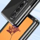 Phone Case for Samsung Galaxy Z Fold 4 Plating Case with Metallic Frame, Blue