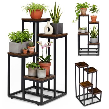 ModernHome 4 Tier Plant Stand for Indoor Plants, Industrial Metal Flower Shelf