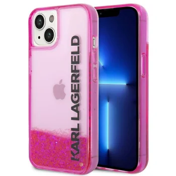 Karl Lagerfeld Liquid Glitter Elong Case for iPhone 14 Plus / 15 Plus, Pink