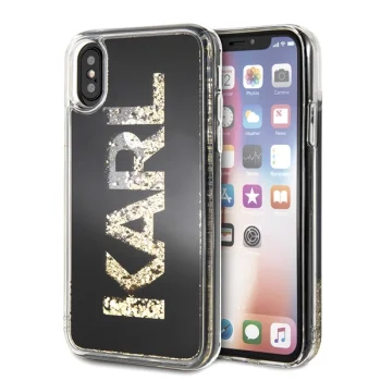 Karl Lagerfeld Glitter Karl Logo dėklas iPhone X / Xs, juodas