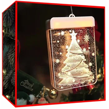 3D LED Window Stained Glass, Christmas Decoration, Warm Light