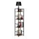 Industrial Bookshelf 4-Tier Shelving Unit ModernHome Metal Frame, Wild Oak