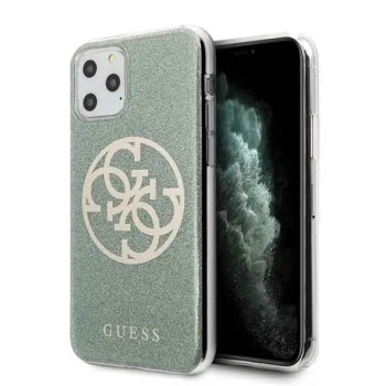 Guess iPhone 11 Pro Case 4G Circle Glitter, Khaki