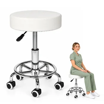 ModernHome Swivel Rolling Stool Adjustable Salon Medical Stool Black